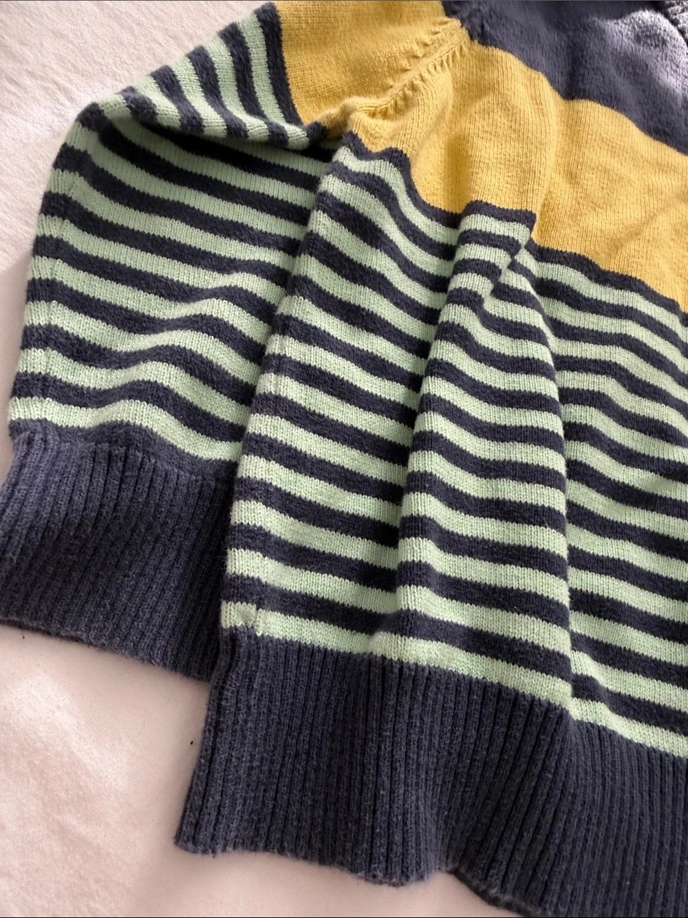 Carter's Navy, Yellow & Light Green Striped Crewneck Sweater 4T